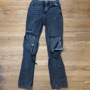 PacSun Charcoal Distressed Straight Leg Jeans